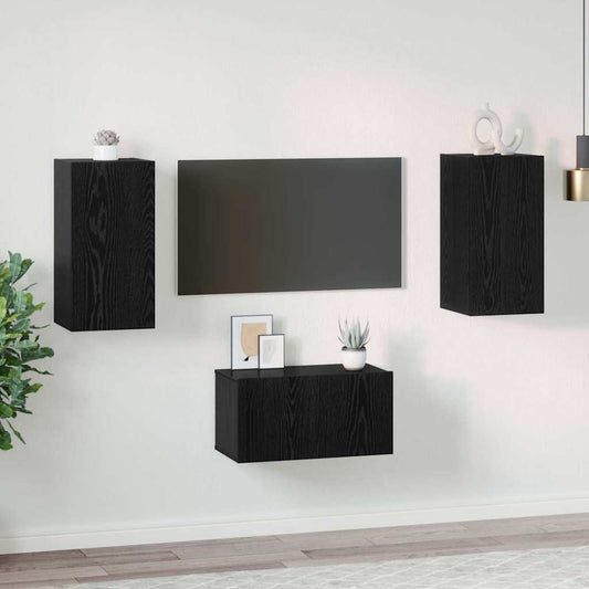 TV-Möbel-Set 3 pcs Schwarze Eiche 60 x 30 x 30 cm Holzwerkstoff