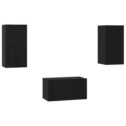 TV-Möbel-Set 3 pcs Schwarze Eiche 60 x 30 x 30 cm Holzwerkstoff