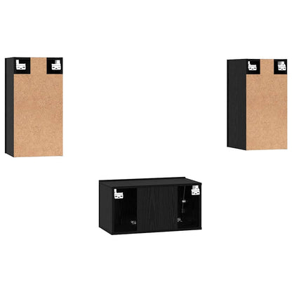 TV-Möbel-Set 3 pcs Schwarze Eiche 60 x 30 x 30 cm Holzwerkstoff