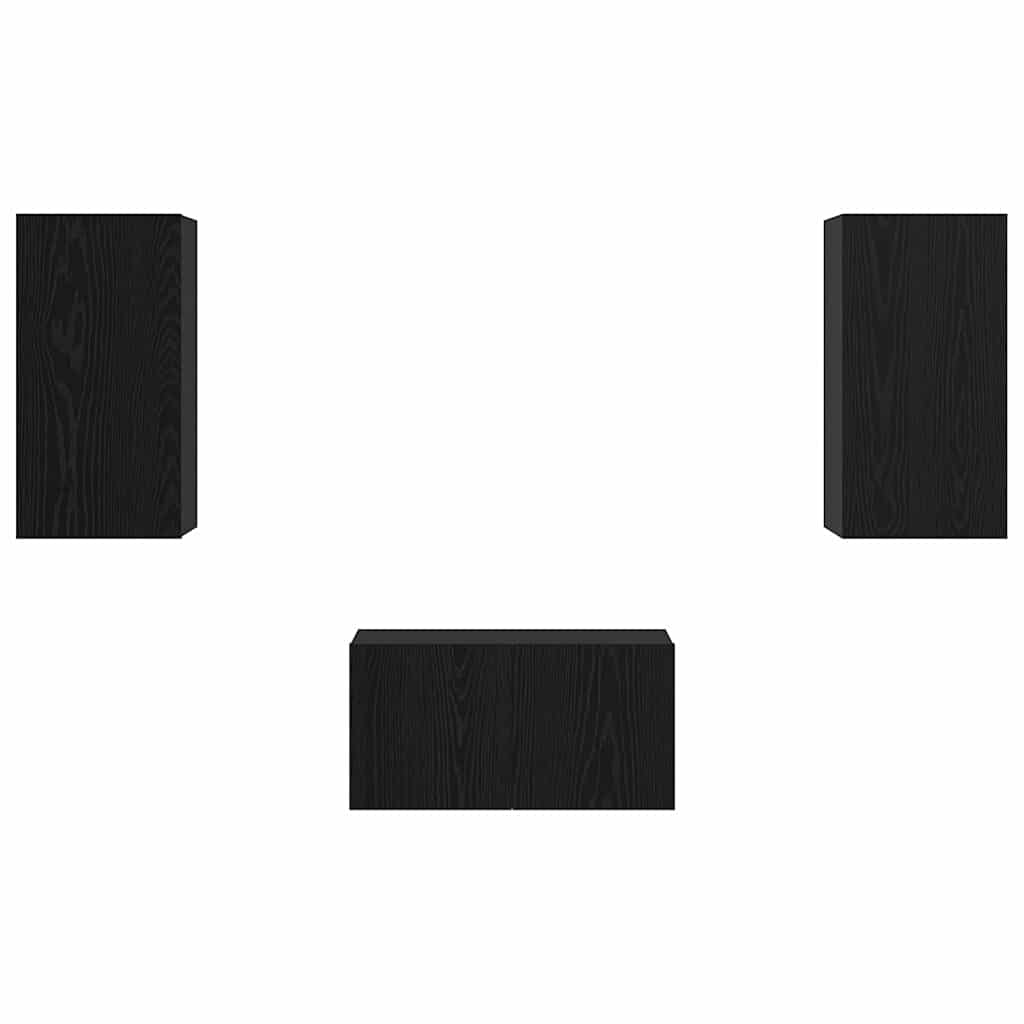 TV-Möbel-Set 3 pcs Schwarze Eiche 60 x 30 x 30 cm Holzwerkstoff