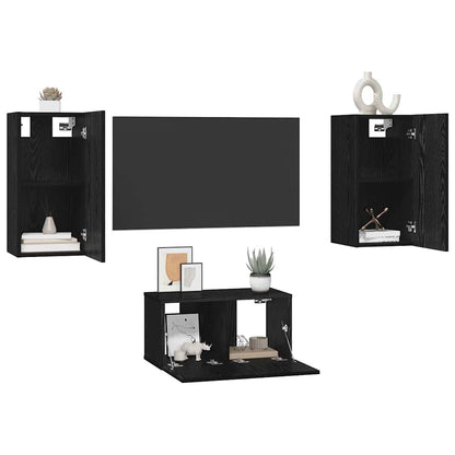 TV-Möbel-Set 3 pcs Schwarze Eiche 60 x 30 x 30 cm Holzwerkstoff