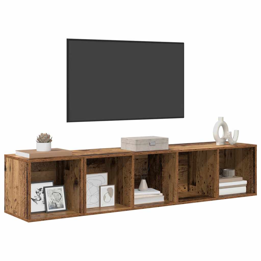 TV-Schrank Set 2 pcs Altholz 37 x 37 x 142,5 cm Holzwerkstoff