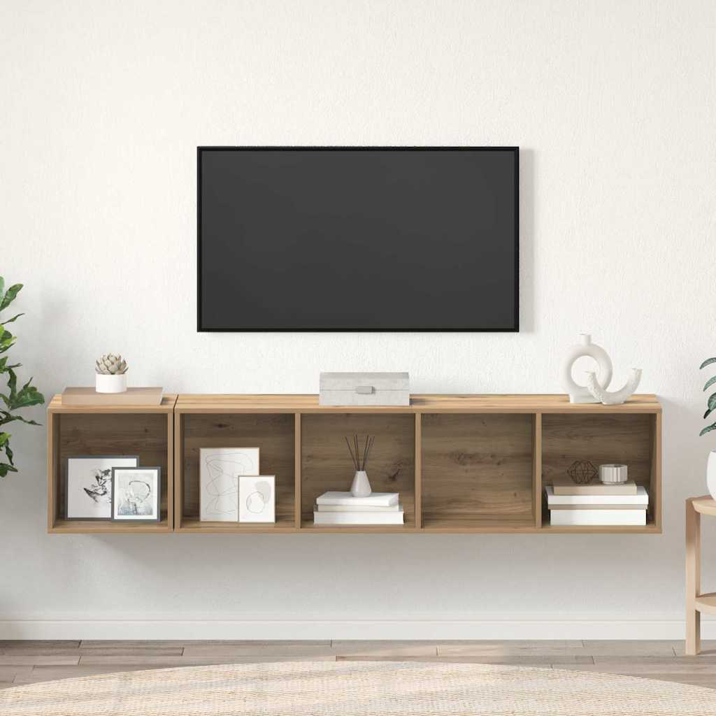 TV-Schrank Set 2 pcs Eiche handwerklich 37 x 37 x 142,5 cm