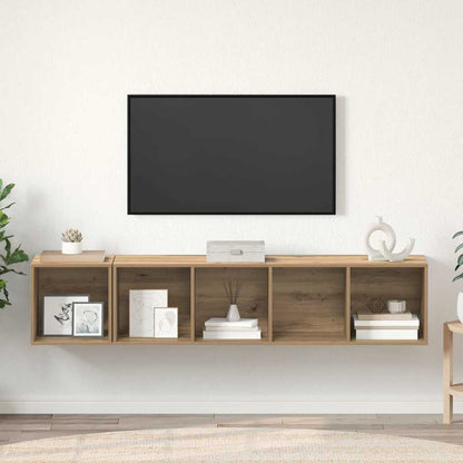 TV-Schrank Set 2 pcs Eiche handwerklich 37 x 37 x 142,5 cm
