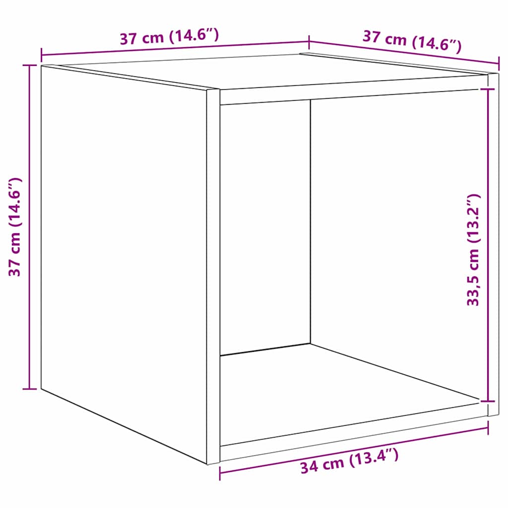 TV-Schrank Set 2 pcs Eiche handwerklich 37 x 37 x 142,5 cm
