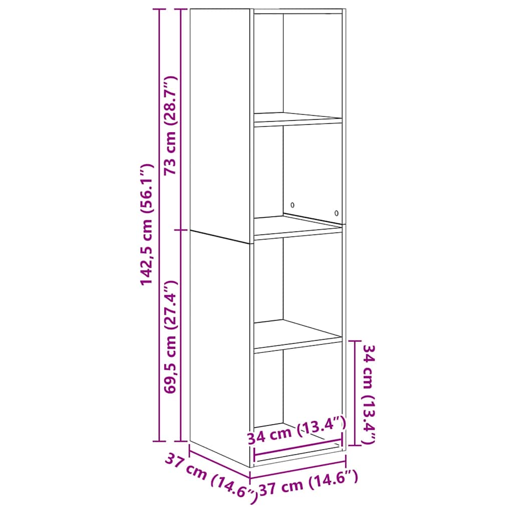 TV-Schrank Set 2 pcs Eiche handwerklich 37 x 37 x 142,5 cm