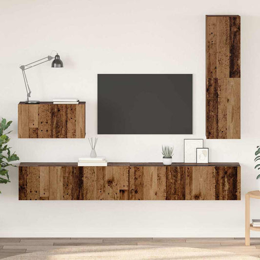 TV-Schrank Set 4 pcs Altholz 200 x 30 x 30 cm Holzwerkstoff
