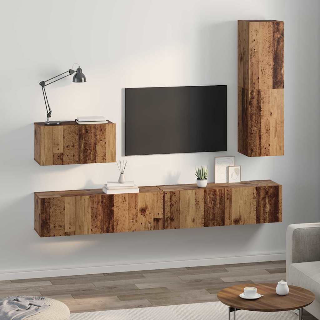 TV-Schrank Set 4 pcs Altholz 200 x 30 x 30 cm Holzwerkstoff