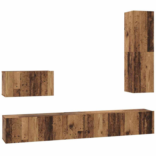 TV-Schrank Set 4 pcs Altholz 200 x 30 x 30 cm Holzwerkstoff