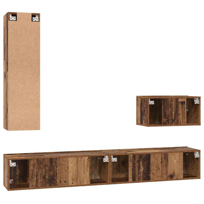 TV-Schrank Set 4 pcs Altholz 200 x 30 x 30 cm Holzwerkstoff