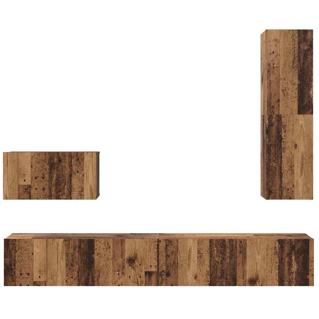 TV-Schrank Set 4 pcs Altholz 200 x 30 x 30 cm Holzwerkstoff