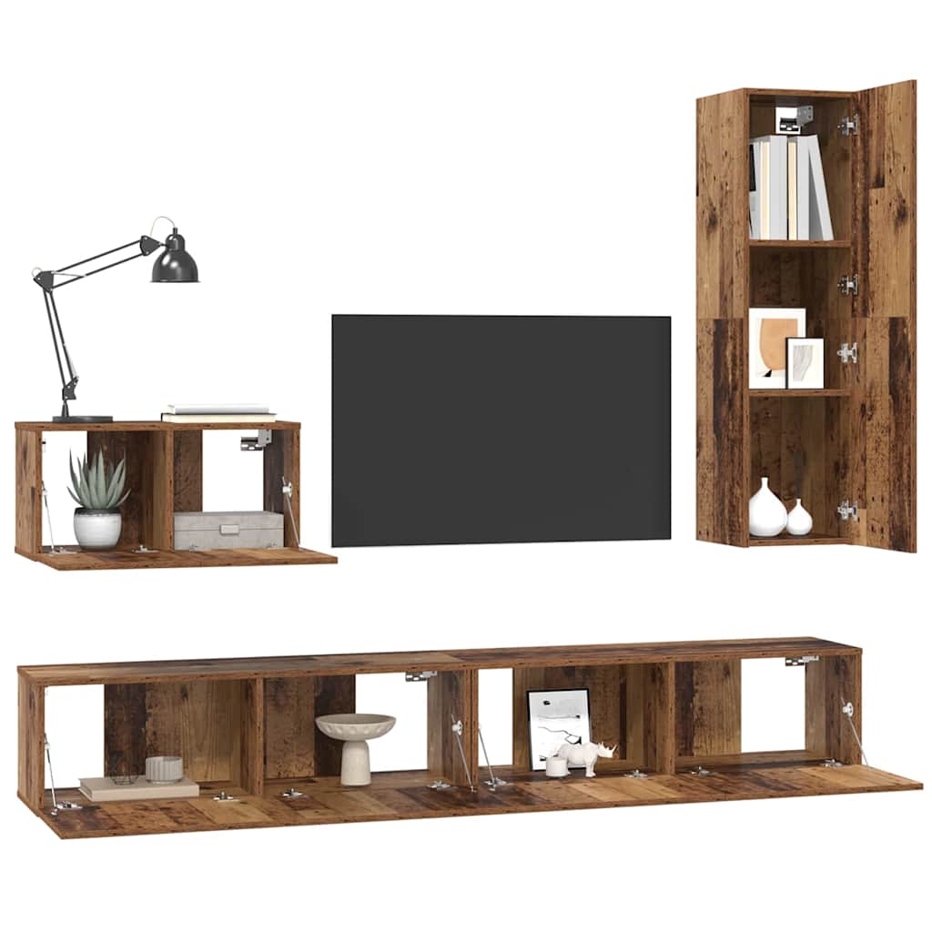 TV-Schrank Set 4 pcs Altholz 200 x 30 x 30 cm Holzwerkstoff
