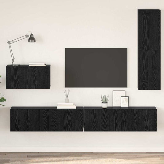 Wand TV Schrank 4 pcs Schwarze Eiche 200 x 30 x 30 cm