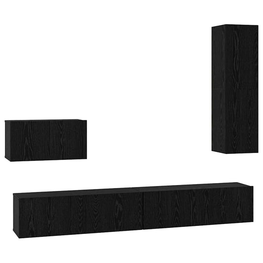 Wand TV Schrank 4 pcs Schwarze Eiche 200 x 30 x 30 cm