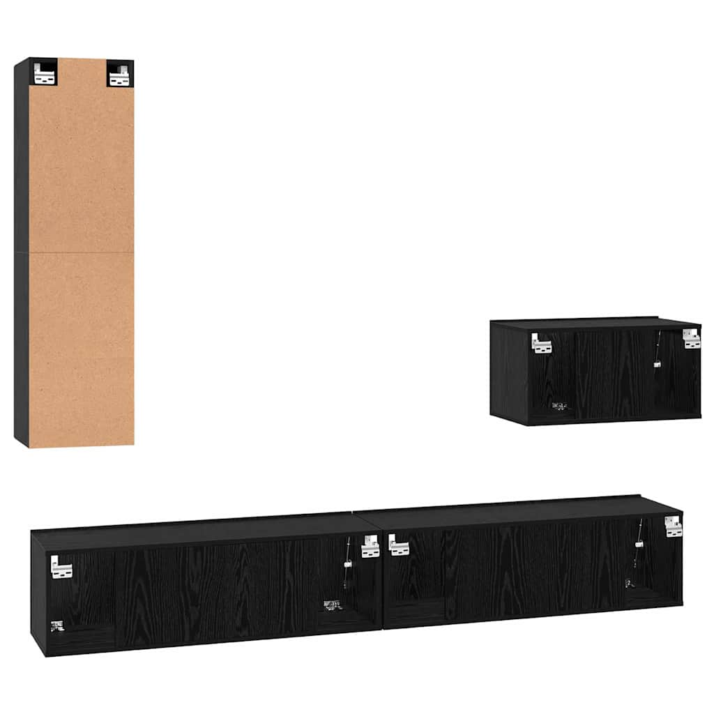 Wand TV Schrank 4 pcs Schwarze Eiche 200 x 30 x 30 cm