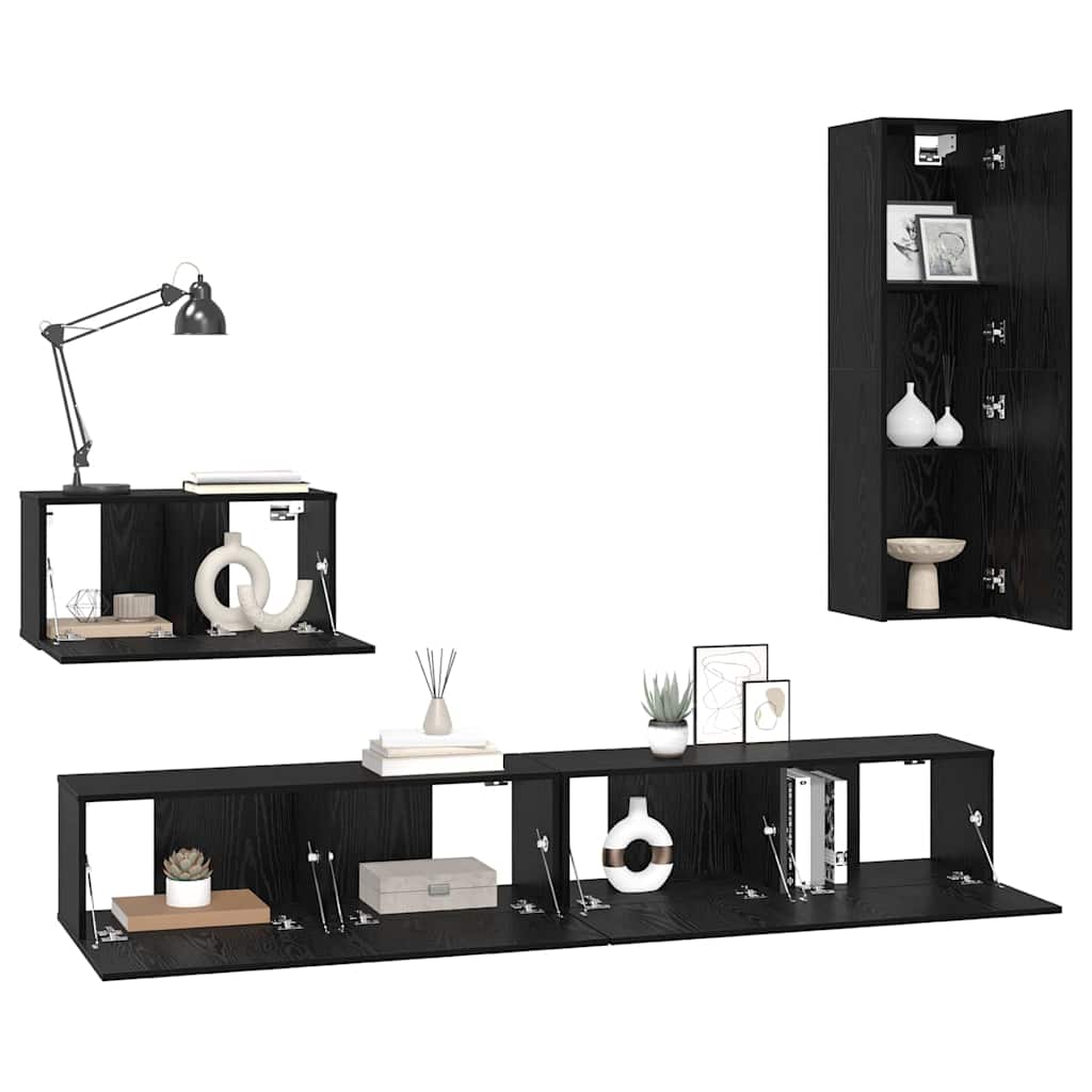 Wand TV Schrank 4 pcs Schwarze Eiche 200 x 30 x 30 cm