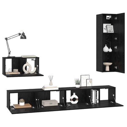 Wand TV Schrank 4 pcs Schwarze Eiche 200 x 30 x 30 cm