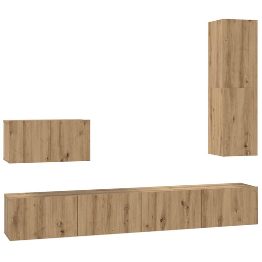 TV-Schrank Set 4 pcs Eiche handwerklich 200 x 30 x 30 cm