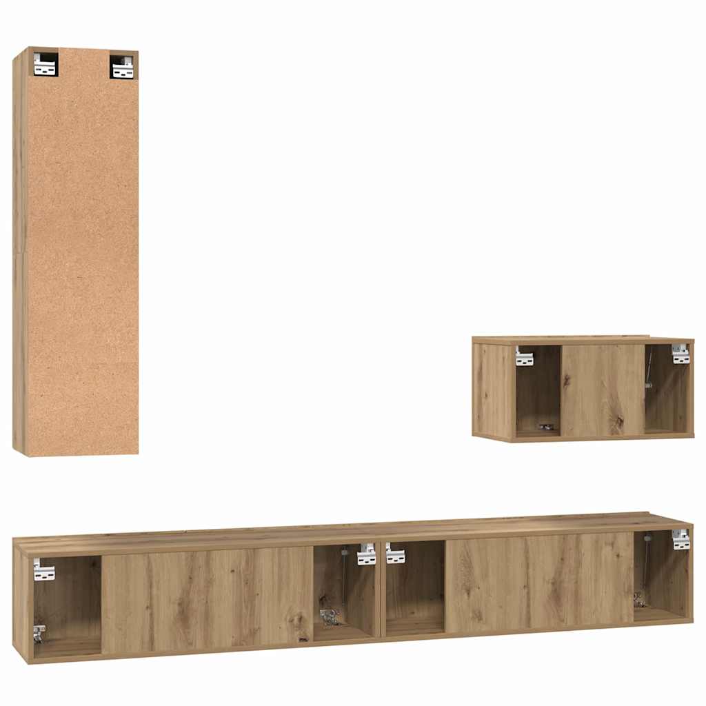 TV-Schrank Set 4 pcs Eiche handwerklich 200 x 30 x 30 cm