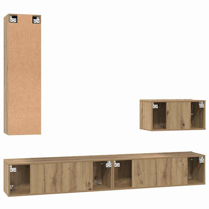 TV-Schrank Set 4 pcs Eiche handwerklich 200 x 30 x 30 cm