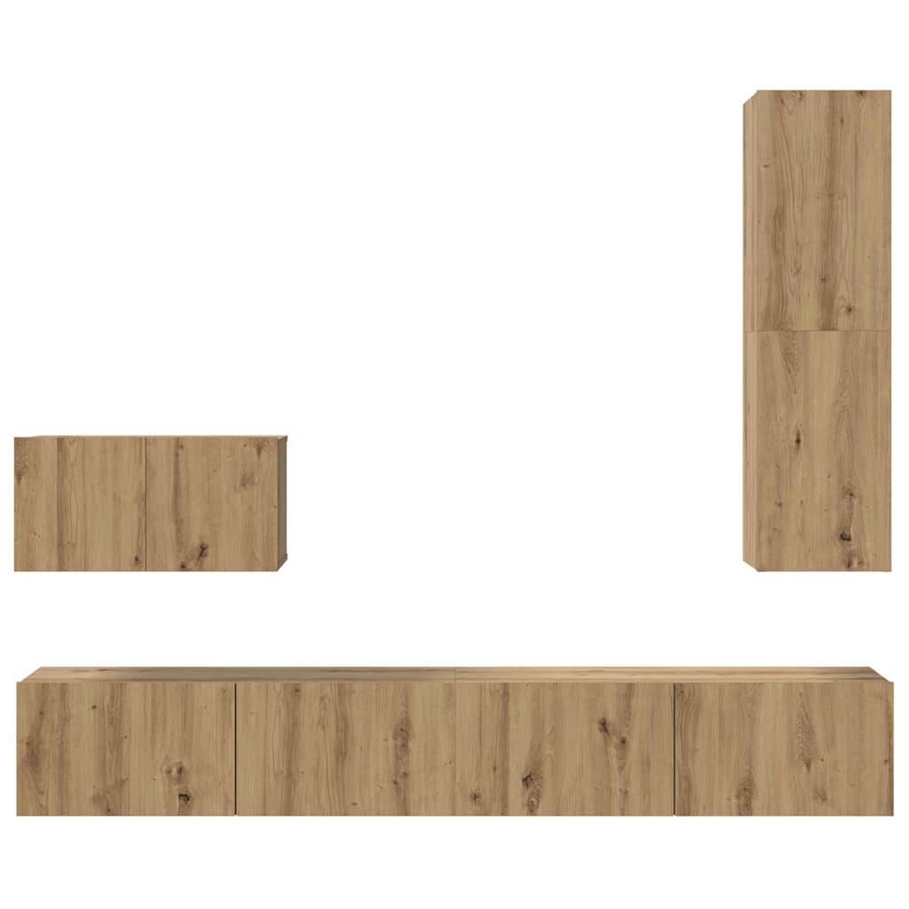 TV-Schrank Set 4 pcs Eiche handwerklich 200 x 30 x 30 cm