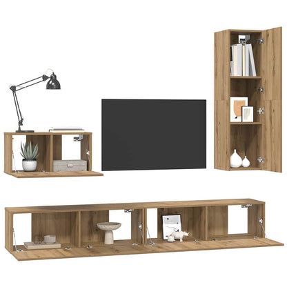 TV-Schrank Set 4 pcs Eiche handwerklich 200 x 30 x 30 cm