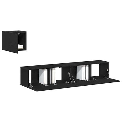 TV-Schrank-Set 4 pcs Schwarz Eichen-Optik 80 x 30 x 30 cm