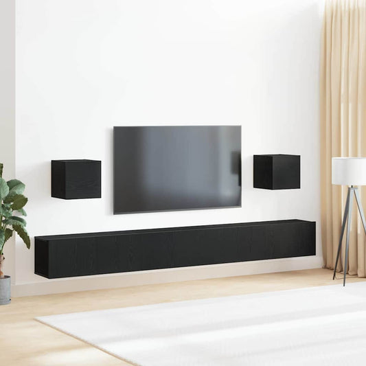 7-teiliges TV-Schrank Set Schwarz Eiche Holzwerkstoff
