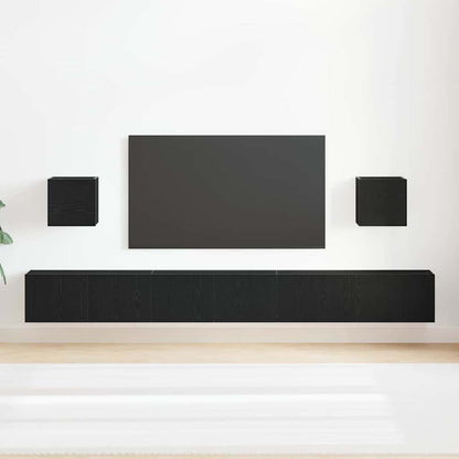 7-teiliges TV-Schrank Set Schwarz Eiche Holzwerkstoff