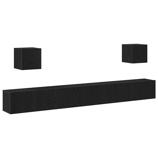 7-teiliges TV-Schrank Set Schwarz Eiche Holzwerkstoff