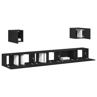 7-teiliges TV-Schrank Set Schwarz Eiche Holzwerkstoff