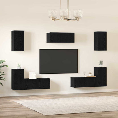 TV-Möbel-Set 7 pcs Schwarze Eiche 80 x 30 x 30 cm Holzwerkstoff