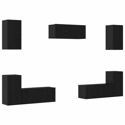 TV-Möbel-Set 7 pcs Schwarze Eiche 80 x 30 x 30 cm Holzwerkstoff