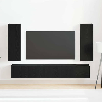 5-teiliges wandmontiertes TV-Schrank-Set in schwarzer Eiche