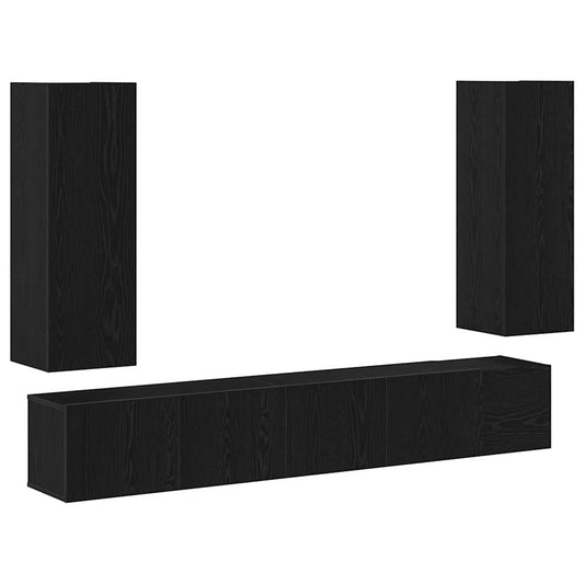 5-teiliges wandmontiertes TV-Schrank-Set in schwarzer Eiche