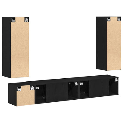 5-teiliges wandmontiertes TV-Schrank-Set in schwarzer Eiche