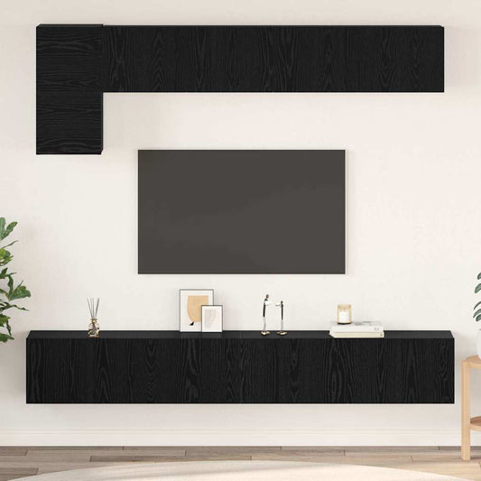 TV-Möbel-Set Wandmontiert 5 pcs Schwarze Eiche 100 x 30 x 30 cm