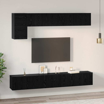 TV-Möbel-Set Wandmontiert 5 pcs Schwarze Eiche 100 x 30 x 30 cm
