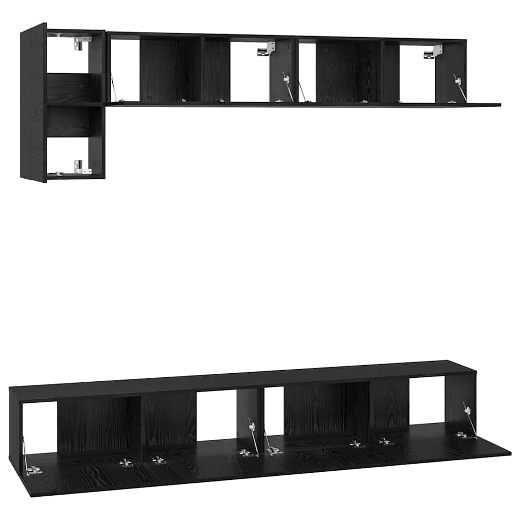 TV-Möbel-Set Wandmontiert 5 pcs Schwarze Eiche 100 x 30 x 30 cm