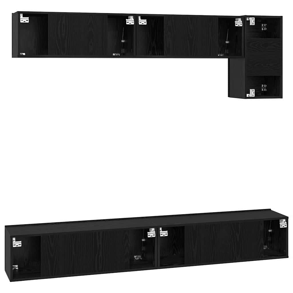 TV-Möbel-Set Wandmontiert 5 pcs Schwarze Eiche 100 x 30 x 30 cm