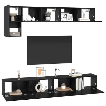 TV-Möbel-Set Wandmontiert 5 pcs Schwarze Eiche 100 x 30 x 30 cm