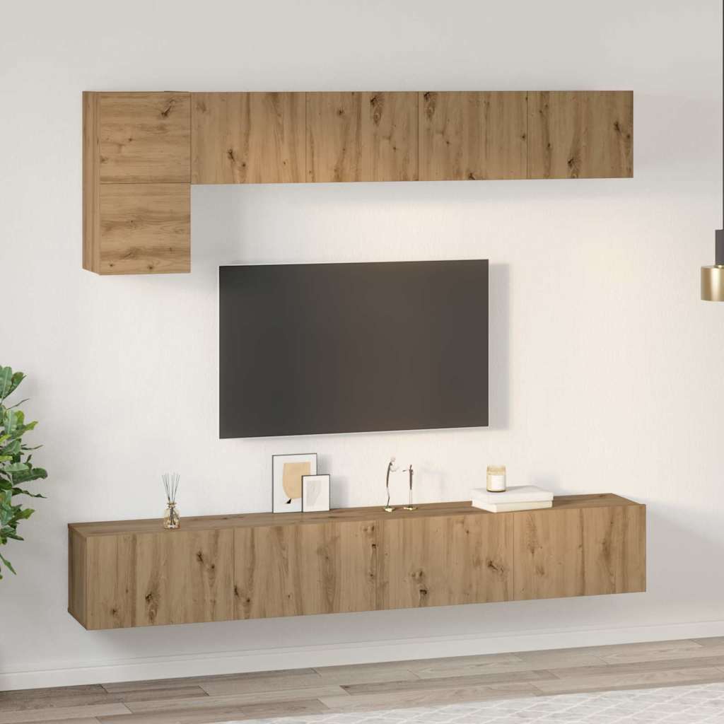 TV-Möbel-Set 5 pcs Eiche handwerklich 100 x 30 x 30 cm