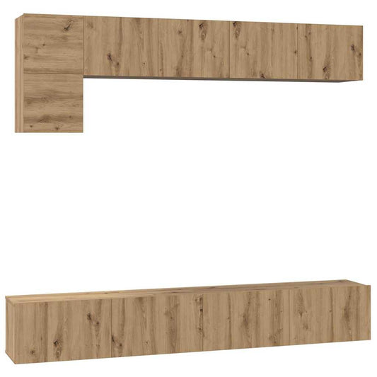 TV-Möbel-Set 5 pcs Eiche handwerklich 100 x 30 x 30 cm