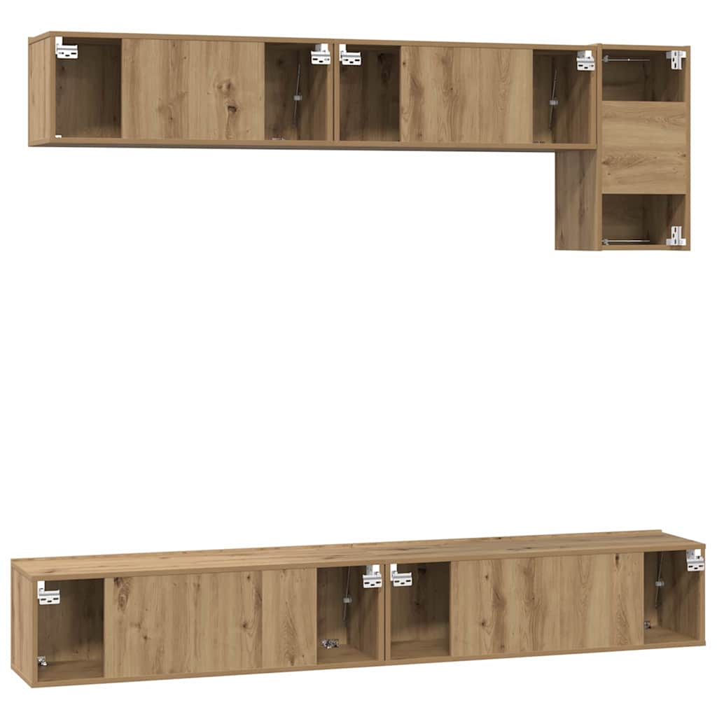 TV-Möbel-Set 5 pcs Eiche handwerklich 100 x 30 x 30 cm