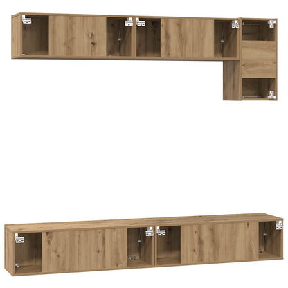 TV-Möbel-Set 5 pcs Eiche handwerklich 100 x 30 x 30 cm