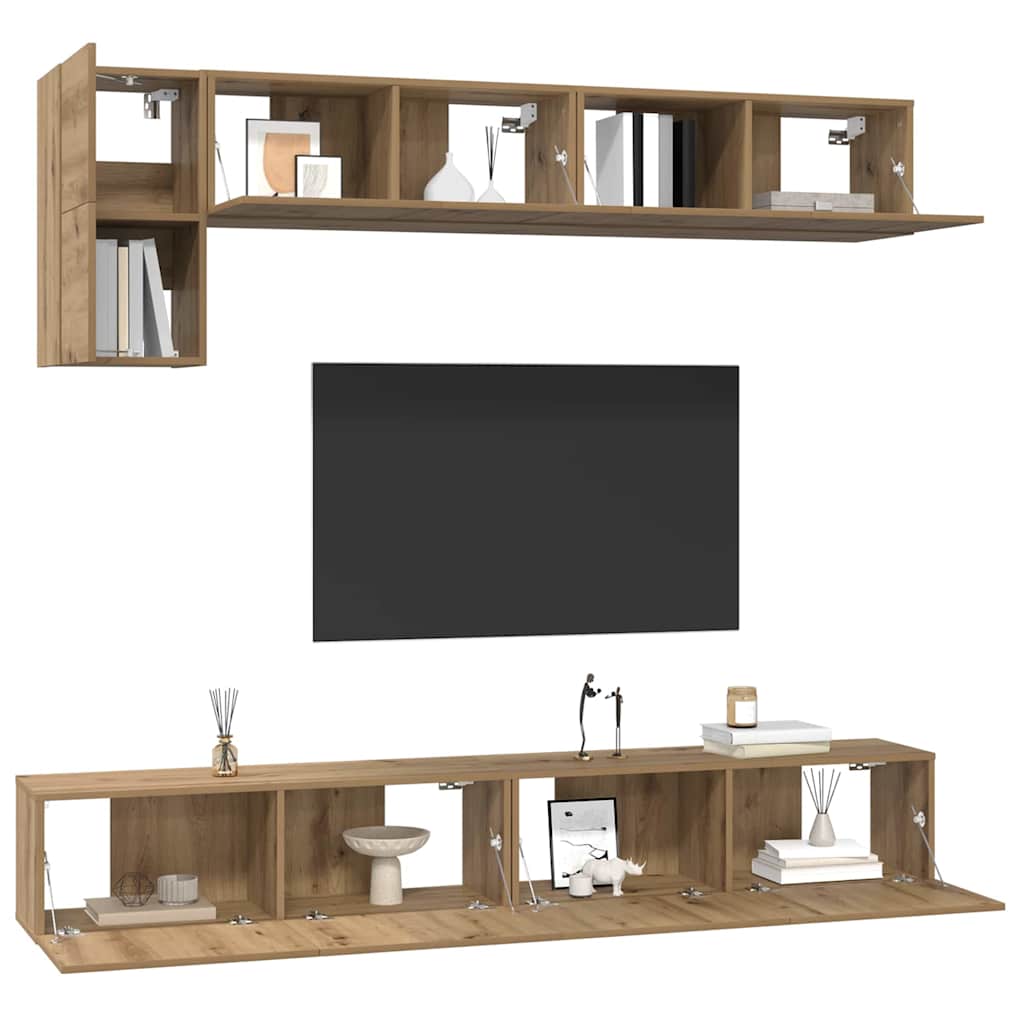 TV-Möbel-Set 5 pcs Eiche handwerklich 100 x 30 x 30 cm