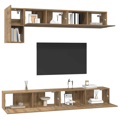 TV-Möbel-Set 5 pcs Eiche handwerklich 100 x 30 x 30 cm