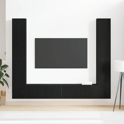 6-teiliges TV-Schrank Set -Wandmontiert, Schwarze Eiche Holzwerkstoff