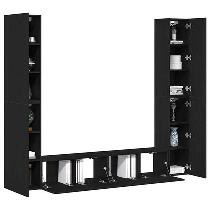 6-teiliges TV-Schrank Set -Wandmontiert, Schwarze Eiche Holzwerkstoff