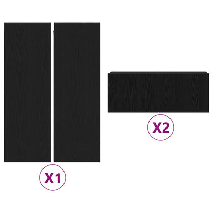 4-teiliges TV-Schrank-Set -Wandmontierte schwarze Eiche aus engineered wood